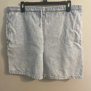 VTG Gitano Express Chambray‎ Style Light Wash Striped Drawstring Shorts Sz 11 12
